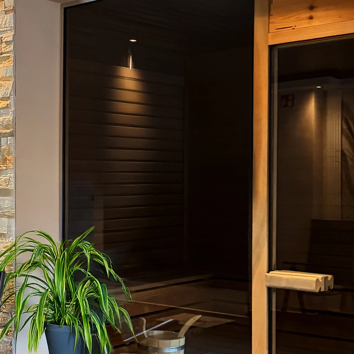 Blick in die finnische Sauna, FKK Sauna Club Atlantis München